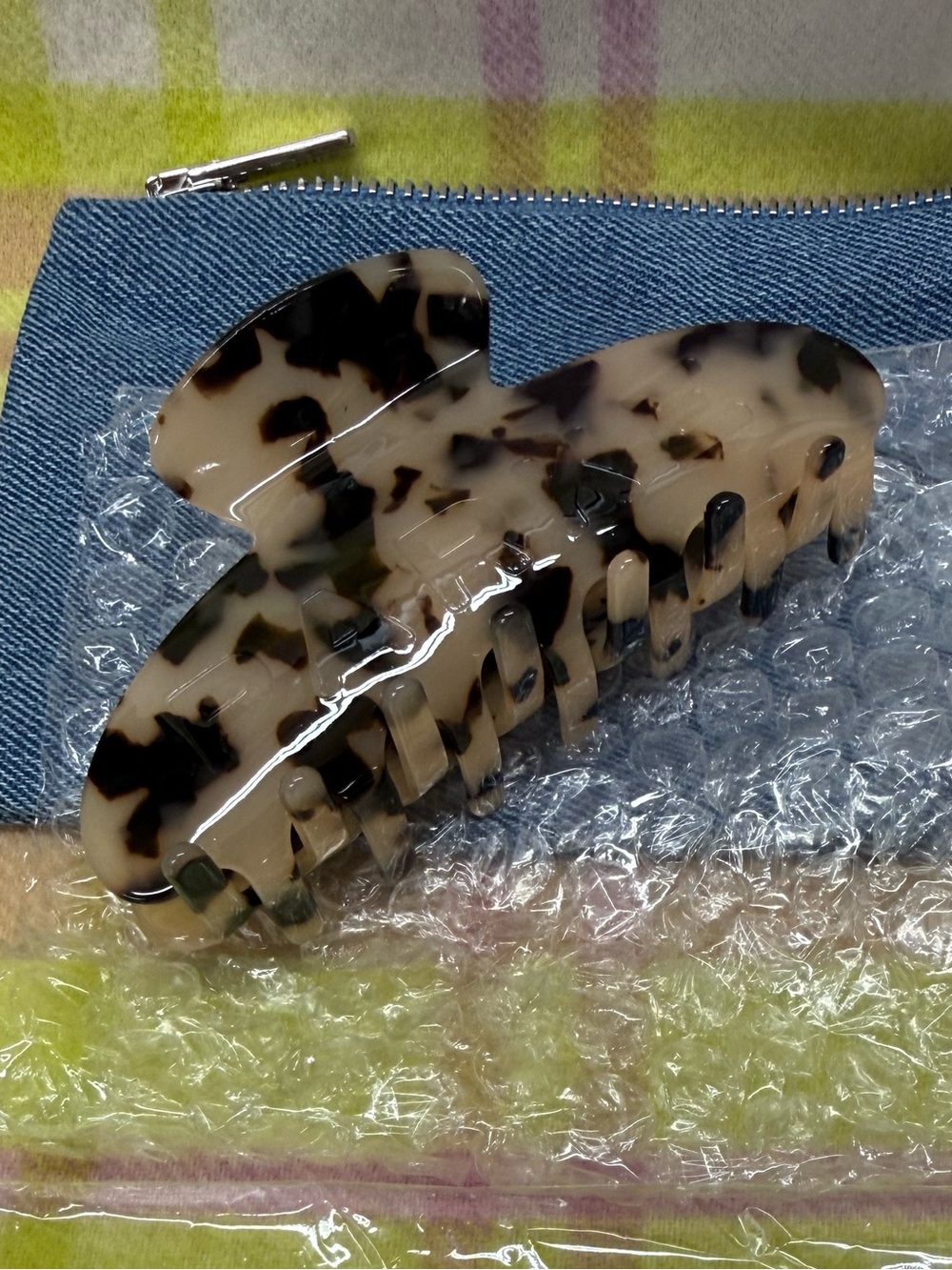 Parke Tortoiseshell Pattern Hair Clip — Neutral Beige & Black